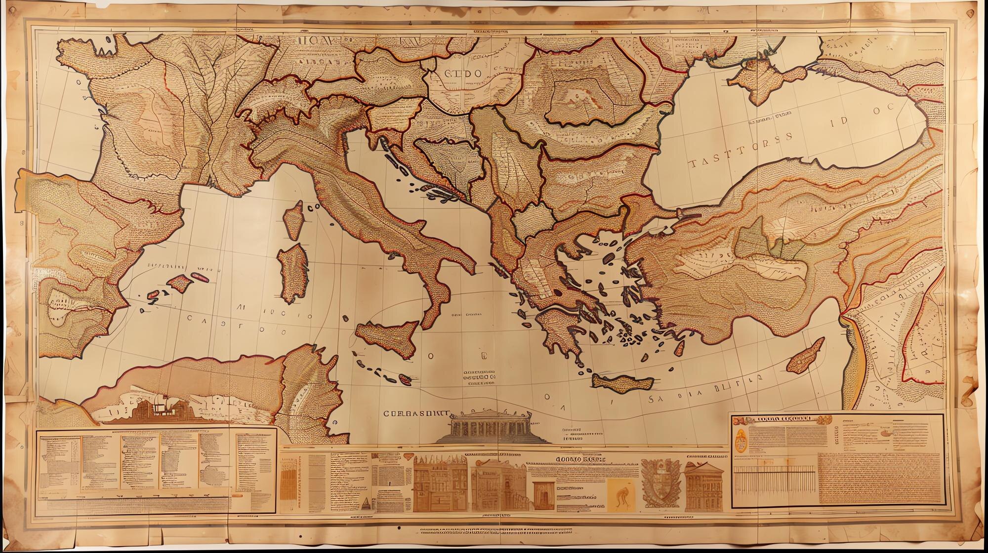 Vintage map of the Mediterranean Sea — the laboratory where Latin Europe learned to scale armed trade