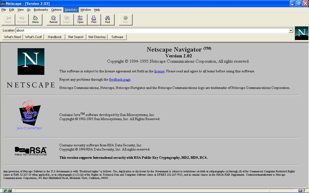 Netscape Navigator 2.0 (1995) introduced the first version of JavaScript (then called LiveScript), famously created in a hurry for that release.